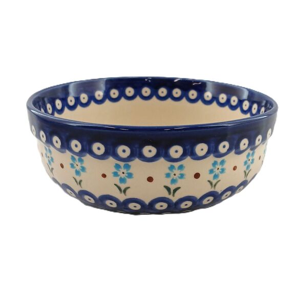 Boleslawiec Ceramic Blue Floral Bowl Soup/Cereal Handmade in Poland 9d - Picture 5 of 12